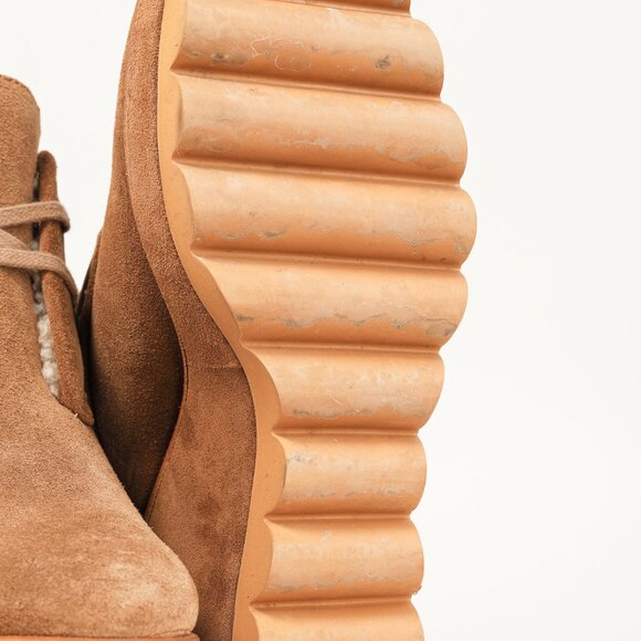 See by Chloe Ethel Brown Shearling-Lined Suede Wedge Desert Booties - Picture 5 of 10